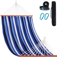 Lazy Daze Hammocks Cotton Fabric Double Hammock with 55" Spreader Bar, Portab...