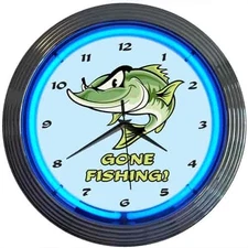 Neonetics 8GFISH Gone Fishing Neon Clock 15 Width x 15 Height x 3 Depth