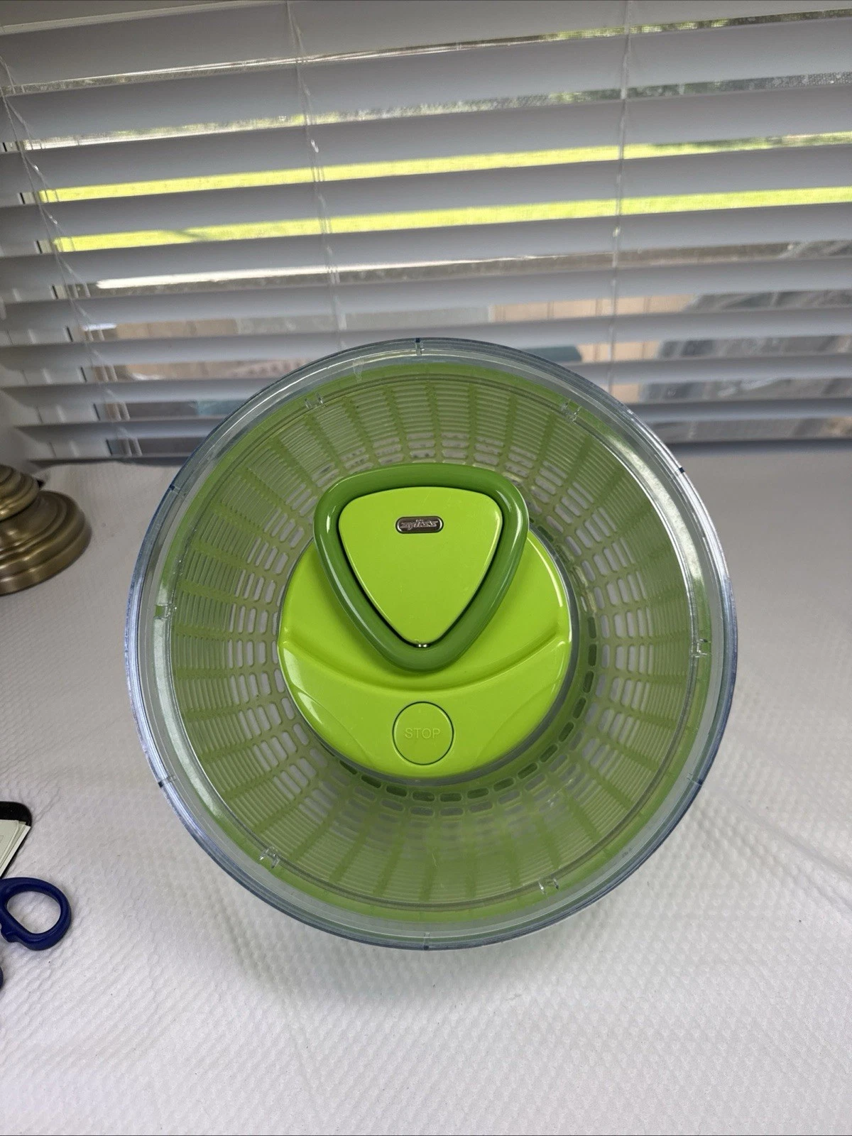 Zyliss 10” Salad Spinner Lime Green Colander Pull Cord Made in Switzerland