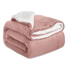 Cozy Sherpa Throw Blanket for Couch, 50x60 Soft Baby Pink, Warm Plush