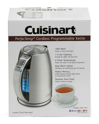 #ad CUISINART 1.7l Stainless Steel Perfect Temp Cordless Kettle SALE $49.95