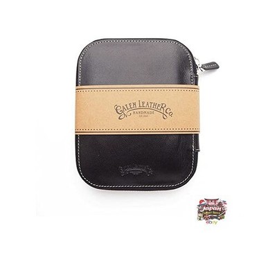 Galen Leather Handmade Leather Round Zip Pen Case Holds 10 Pens Black