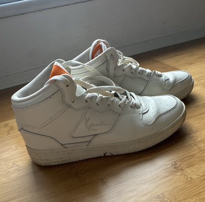 Karl Kani Herren Mid Top Sneaker Sportschuh EU 44 Weiß/Orange Schnürung