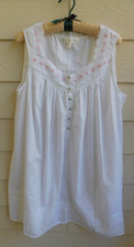 Eileen West Medium Short Nightgown White Romantic 100 Cotton Feminine Ribbon