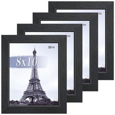 VCK 8x10 Picture Frame Set of 4 - Black, Gallery-Quality Wood Poster Frames, ...