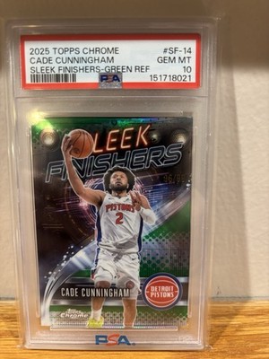 Topps Chrome Cade Cunningham Sleek Finishers Green Refractor /99 #SF-14 PSA 10