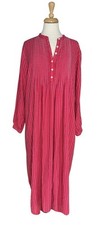 Vtg 90s LL Bean Dobby Pintuck Red Nightgown Flannel Cottage Size Large