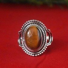 Tiger Eye Statement Ring, 925 Silver, Boho Gift for Her Christmas Gift for Women