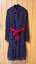 Carolina Herrera Dress Lace Design Red Accents Size L Beautiful Condition