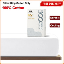 Mayfair Linen Fitted Sheet King Cotton Only - 100 Cotton 500 Thread Count 16"D