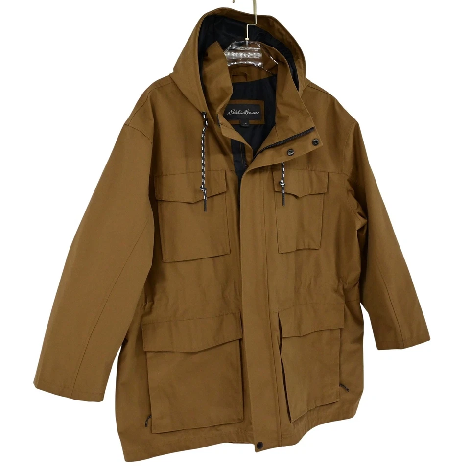 Chaqueta Parka Eddie Bauer XL Marrón Tareas Bolsillos Utilidad Trabajo Abrigo Capucha Exterior Foto 3 de 4