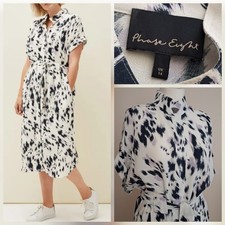 PHASE EIGHT size 14 Tilda - Abstract Print, Tie Waist, Shirt Style Midi Dress