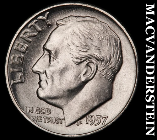 1957 Roosevelt Dime- Silver- Choice Gem Brilliant Uncirculated Luster #J2113