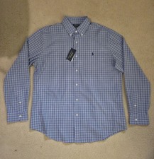 Polo Ralph Lauren Men's Classic Fit Stretch Long Sleeve ButtonDown XL Blue Plaid