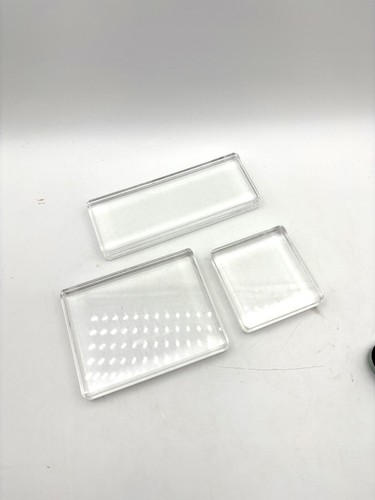 Set of 3 Stampin Up Clear Rectangular  Acrylic Block Mounts D E I 4x3 3x3 6x2