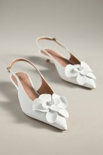 Anthropologie Maeve Floral Orchid Flower Slingback Heels Wedding Bridal Shoes