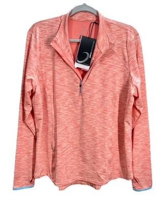 Zero Restriction Shae Mock 1/4 Zip Pullover Womens XL Creamsicle Pink Orange NEW