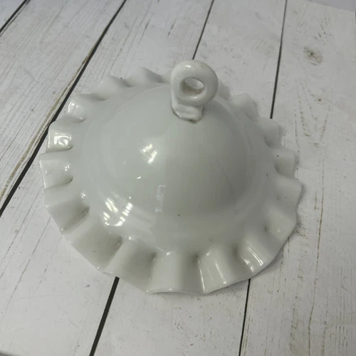 Victorian Milk Glass Oil Lamp Smoke Bell 7” wide for Hanging Kerosene Lamp Crimp