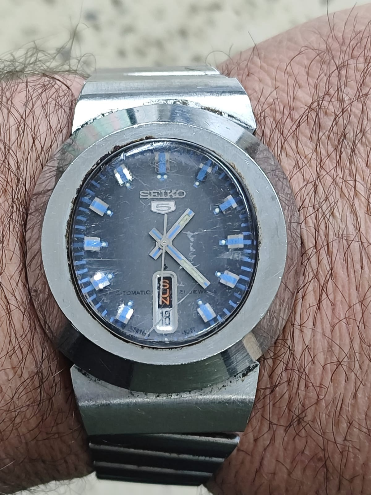 1976 Seiko 6119-5450 Automatic Wristwatch 21J _ Blue Dial All Original  working