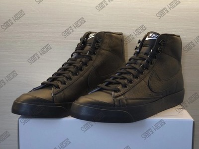 Men's Nike Blazer Mid '77 Leather Triple Black Classic Nike ID authentic All Blk