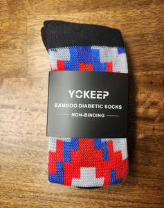 2 Pairs Bamboo Compression Socks Non-Binding, Multicolor/Black Blend Materials