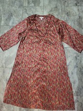 Oscar de la Renta Pink Label Red Kaftan Housedress Gown with Pockets Size 1X