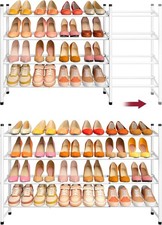 White, Entryway, Garage, Closet, Metal Shoe Rack Organizer for Front Door E