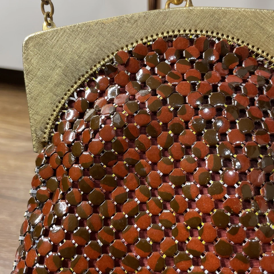 De Colección Whiting & Davis Malla Tan Genial Bolso de Hombro Cadena Correa Bolso de Mano Original Foto 4 de 4