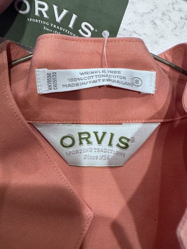 Orvis Shirt Womens 8 Orange Oxford Long Sleeve Wrinkle Free Button Down - Picture 4 of 4