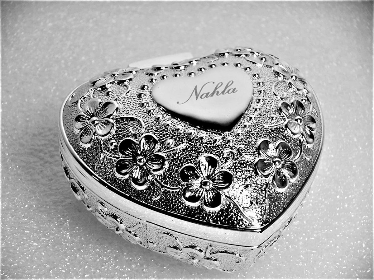 Portagioie A Cuore Argentato - Cofanetto Con Velluto E Personalizzazione - Foto 2