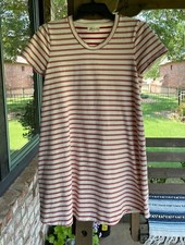 ✅Madewell Red & White Striped T-Shirt Dress Short Sleeve, Women SMALL