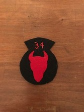 WWI US Army 34th Division " Red Bull" Patch wool felt AEF