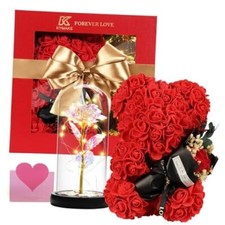 Christmas Rose Gifrs for Girlfriend, Rose Bear Gifts for Red Colorful Rose
