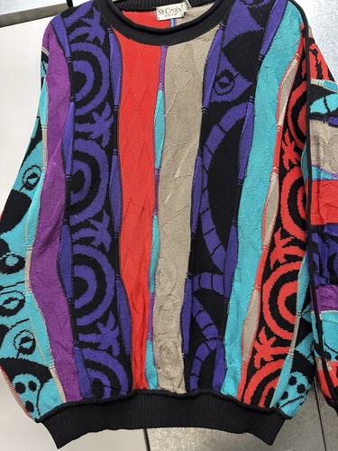 Vintage St. Croix 3D Knit Colorful Hip Hop Coogi Style Sweater Sz L/XL - Picture 4 of 10