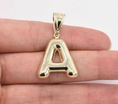 Solid Metal Men's Custom Initial Letter Pendant 14k Yellow Gold Pendant Silver