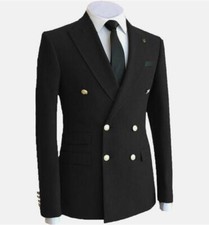 Business Men Suit Double Breasted Coat Jacket Blazer Tuxedos Tailored Peak Lapel