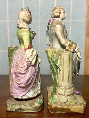 RARE Antique Pair of 19th Century French Porcelain Figurines/Spill
