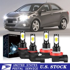 For Chevrolet Sonic 2012-2020 4X 9005+H11 LED Headlights Bulbs High Low Beam