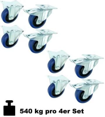 2 Set SL 100 mm Lenkrollen mit Bremse Bockrollen BLUE WHEELS Transportrollen ECO