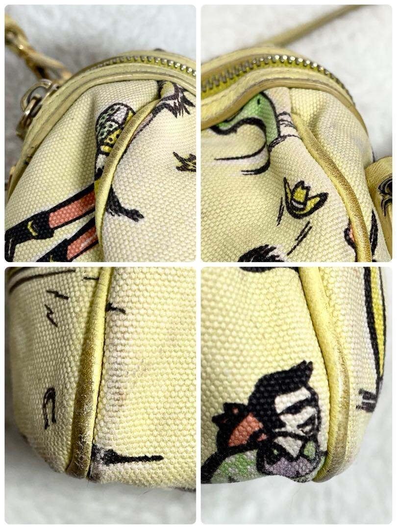 プラダ キャンバス ボストンバッグ 2way チャーム ウエスタン柄 イエロー Prada Canvas Boston Bag 2Way Charm Western Pattern Yellow