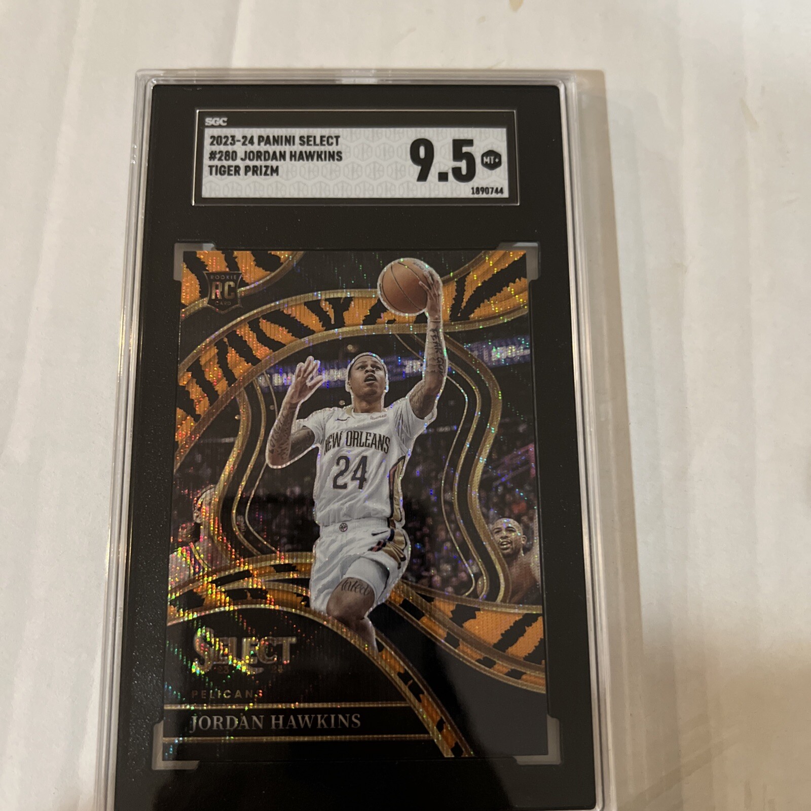 JORDAN HAWKINS 2023-24 PANINI SELECT #280 ROOKIE COURTSIDE TIGER PRIZM RC SP