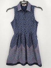 Pink Rose Dress Womens Adult Size Small Multicolored Sleeveless Button Collared