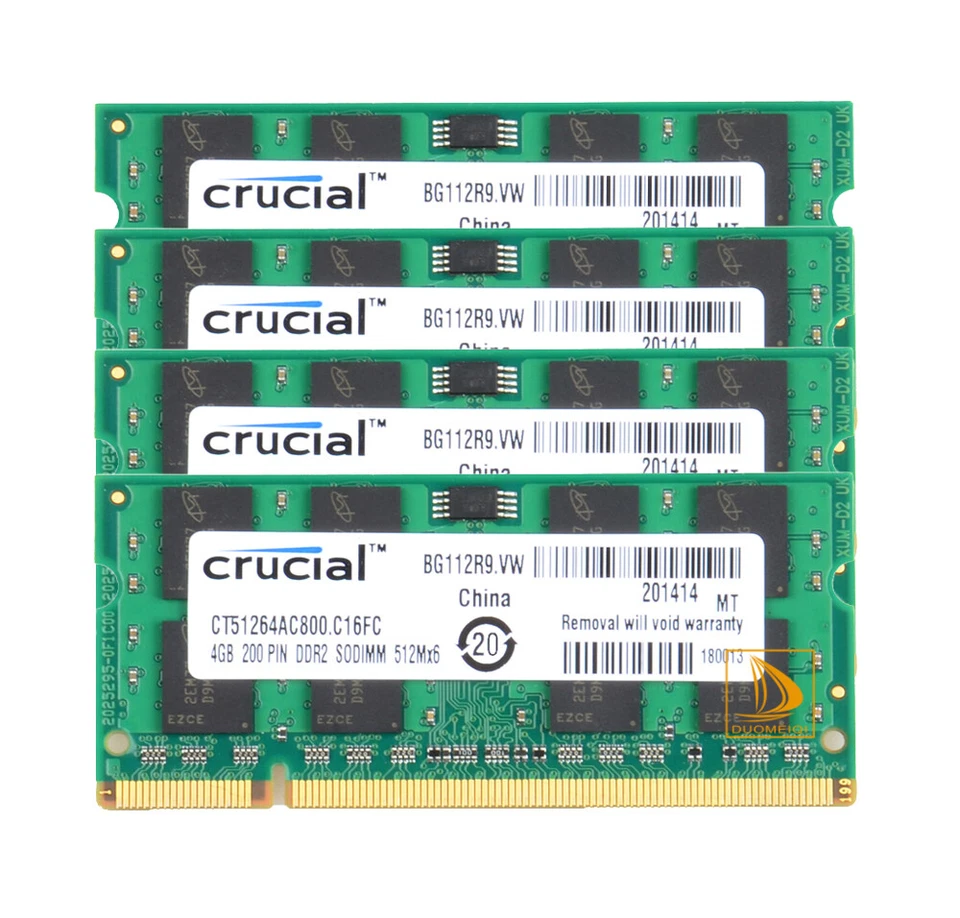 Crucial 4X 4GB 2RX8 PC2-6400 DDR2-800MHz Non-Ecc Memory RAM SODIMM Laptop ram - Image 2 of 4