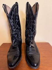 Dan Post 16770 Men's Size 9.5 Black Leather Made in USA Cowboy Boots