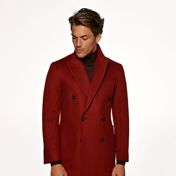 Men Red Wool Trench Coat Double Breasted Wedding Prom Party Outfit eBay