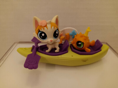 Littlest Pet Shop~#67~Felena Pawpaw~Cat~#68~Puffer Fish~Kayak & Oar~City Rides