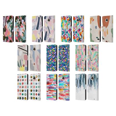 OFFICIAL NINOLA COLORFUL ABSTRACT LEATHER BOOK WALLET CASE FOR MOTOROLA PHONES