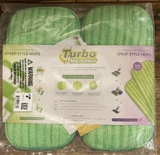 Turbo Mops Reusable Floor Mop Pads - Pack of 2, Machine Washable, 12-inch