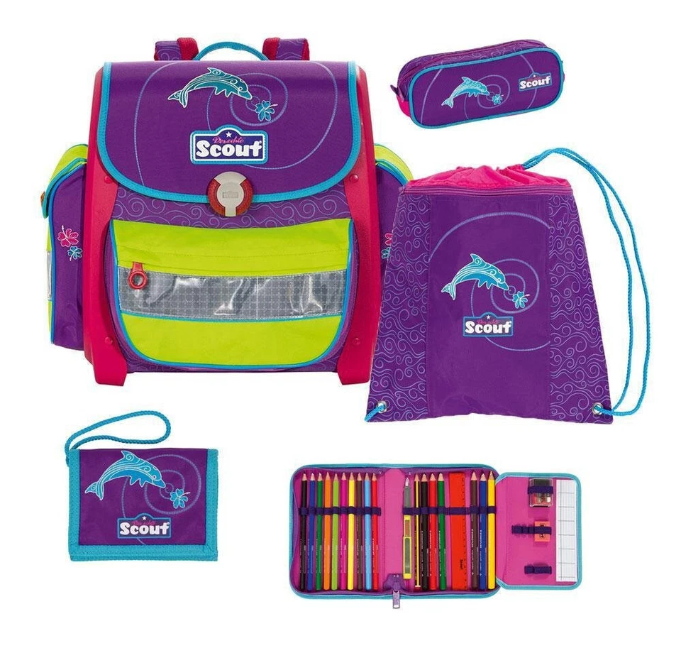 Scout Schulranzen Set 5tlg. Delfin - Bild 3 von 4