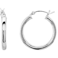Sterling Silver 925 20mm x 3mm Shiny Tube Hoop Earrings